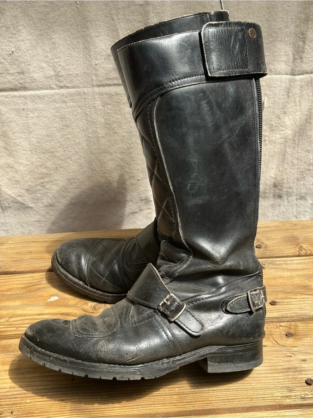 Goldtop Black Leather Men's Motorcycle Riding Boots